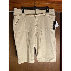 Preswick & Moore Woman Plus Size Shorts & gold Belt tan khaki 14P NEW!